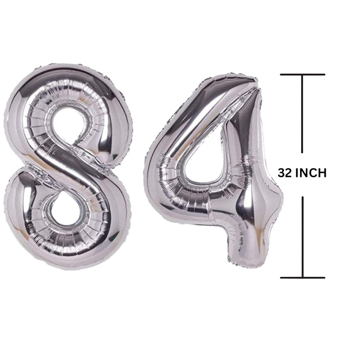 32 Inches SILVER Number Balloon Air or Helium Compactable Balloon for Party Decoration, Birthday, Anniversary