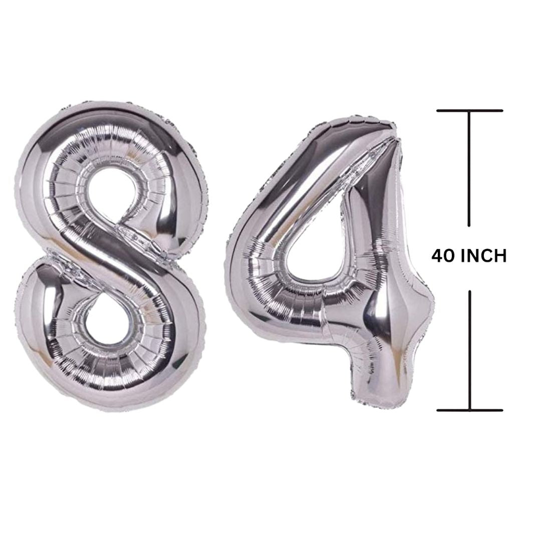 40 Inches SILVER Number Balloon Air or Helium Compactable Balloon for Party Decoration, Birthday, Anniversary