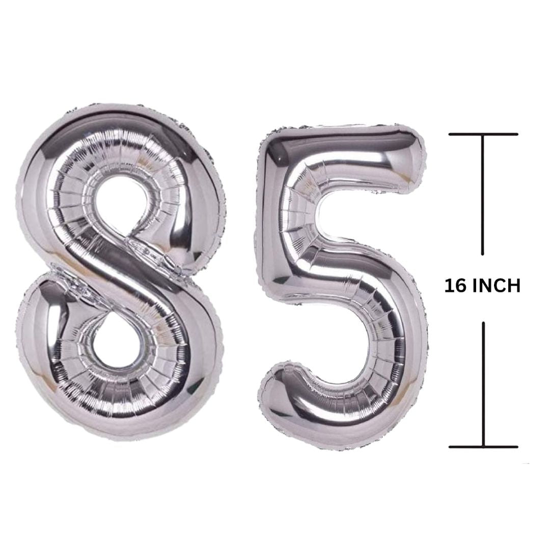 16 Inches SILVER Number Balloon Air or Helium Compactable Balloon for Party Decoration, Birthday, Anniversary