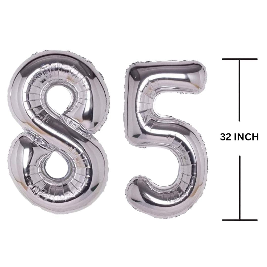 32 Inches SILVER Number Balloon Air or Helium Compactable Balloon for Party Decoration, Birthday, Anniversary