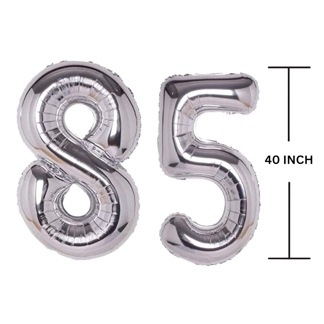 40 Inches SILVER Number Balloon Air or Helium Compactable Balloon for Party Decoration, Birthday, Anniversary