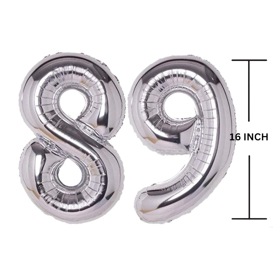 16 Inches SILVER Number Balloon Air or Helium Compactable Balloon for Party Decoration, Birthday, Anniversary