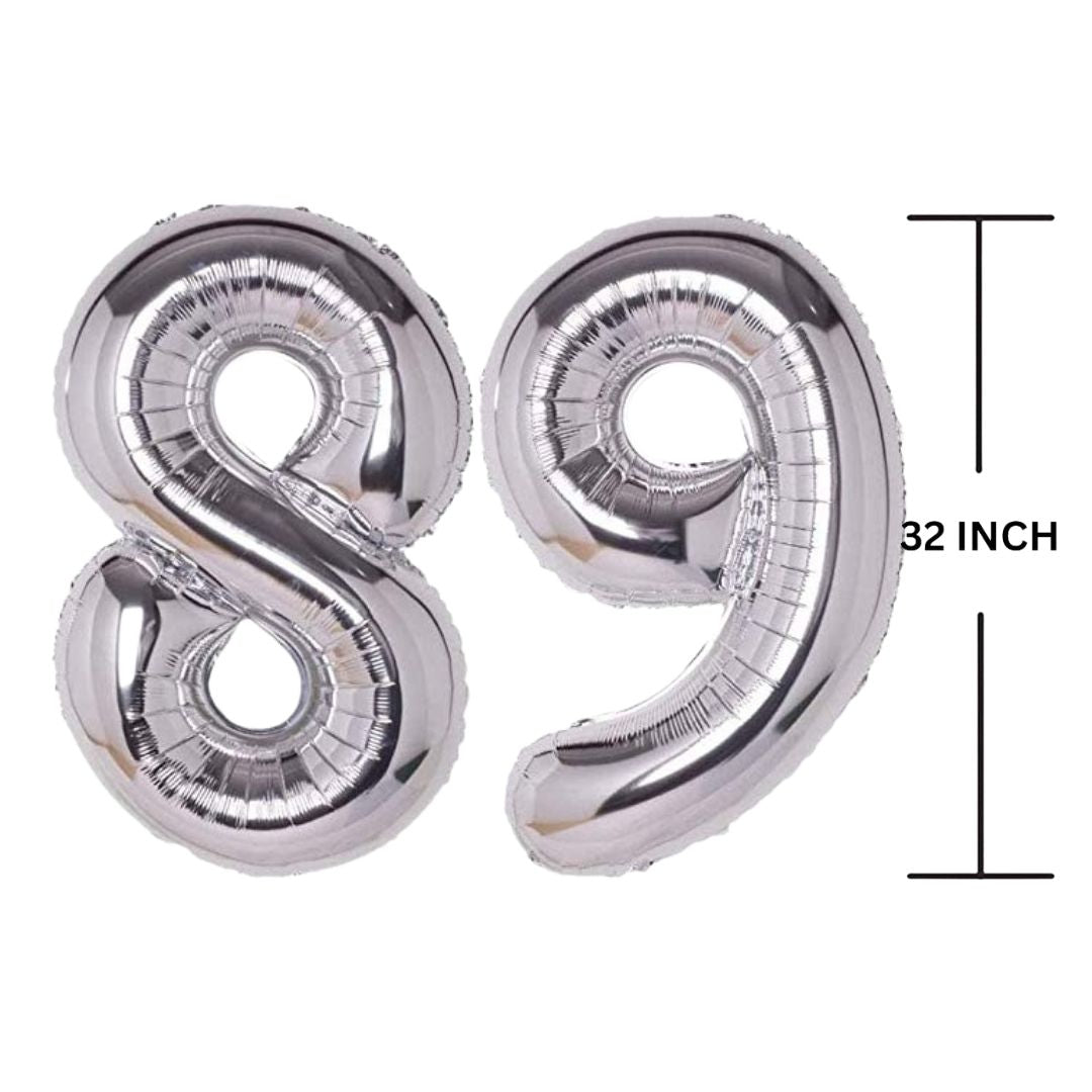 32 Inches SILVER Number Balloon Air or Helium Compactable Balloon for Party Decoration, Birthday, Anniversary