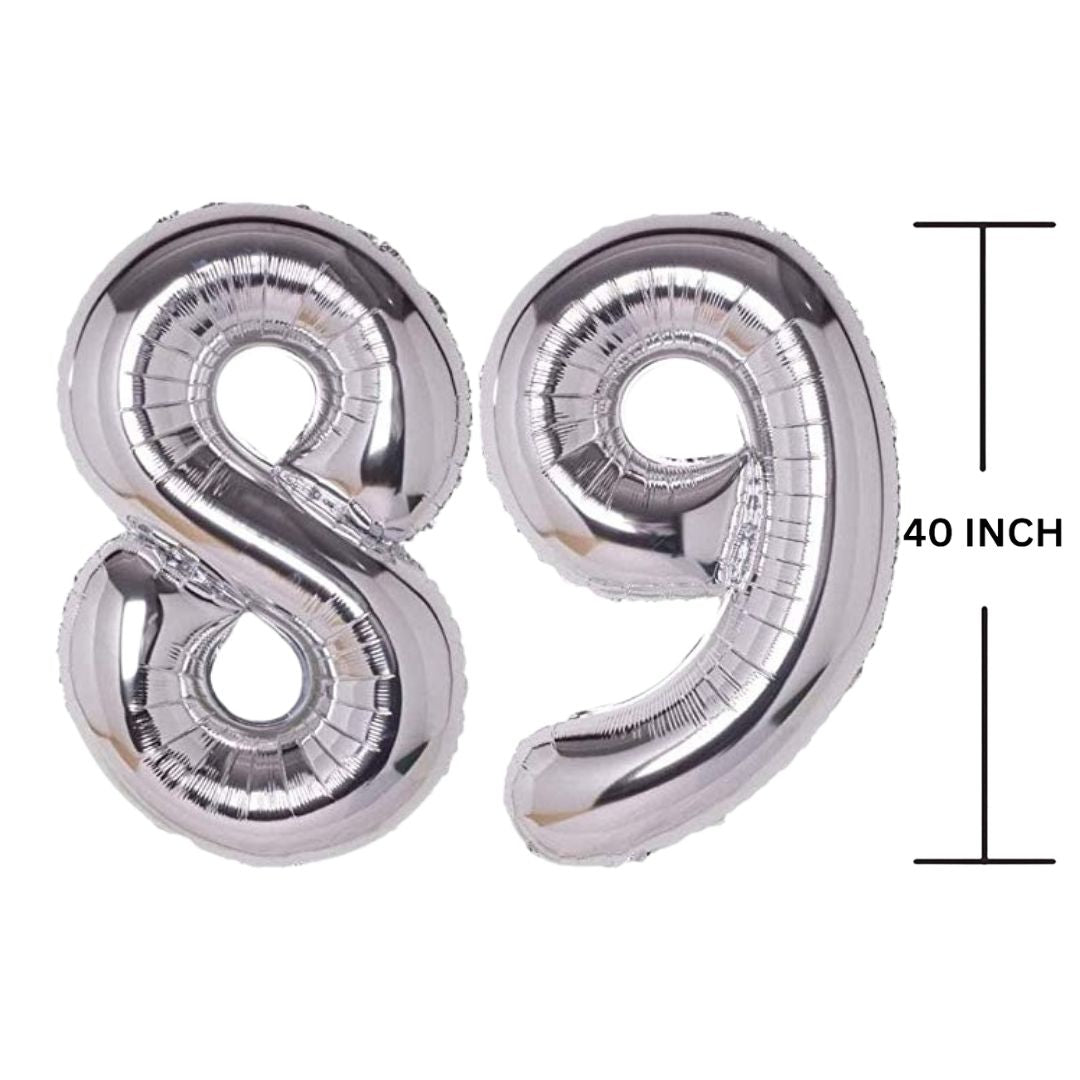 40 Inches SILVER Number Balloon Air or Helium Compactable Balloon for Party Decoration, Birthday, Anniversary