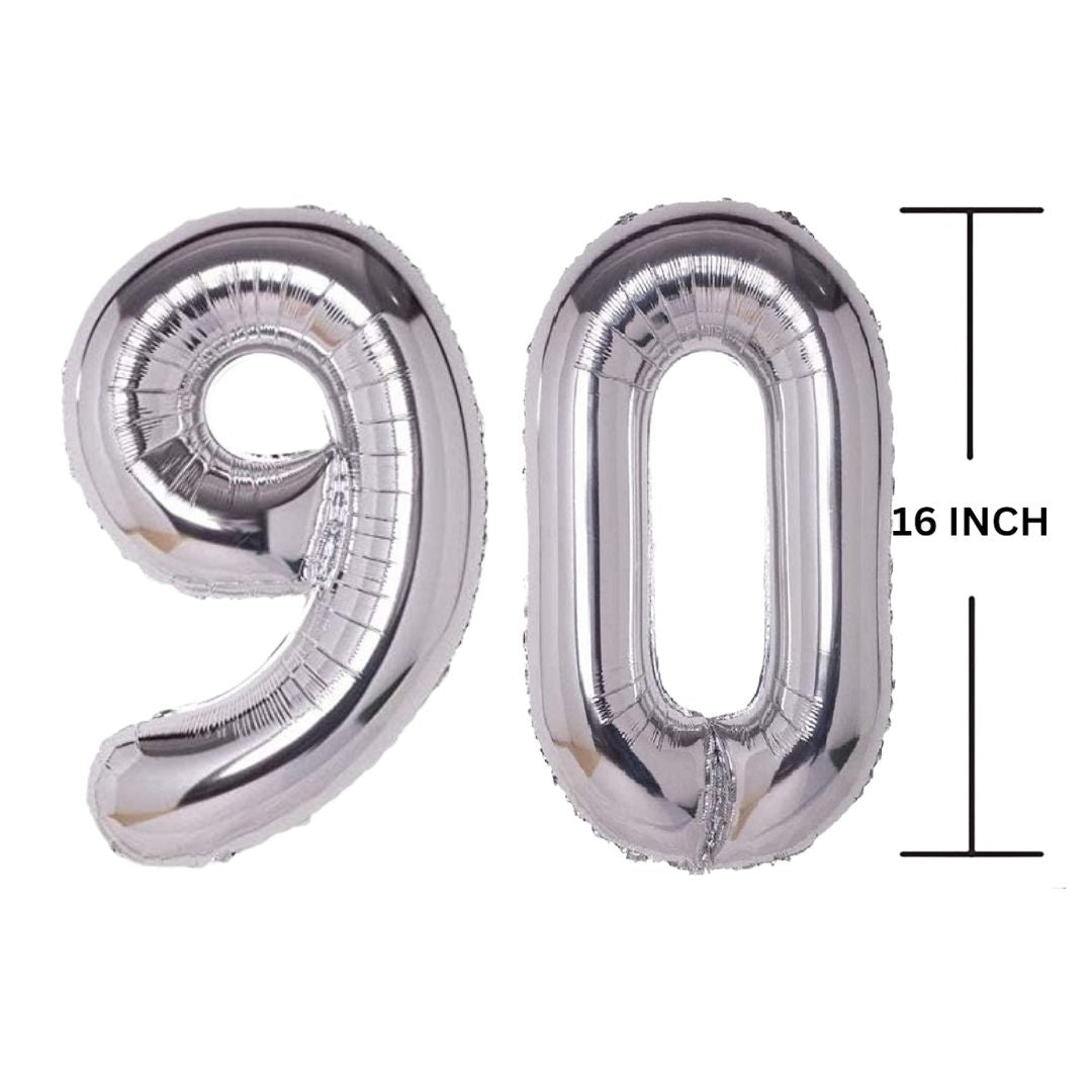 16 Inches SILVER Number Balloon Air or Helium Compactable Balloon for Party Decoration, Birthday, Anniversary