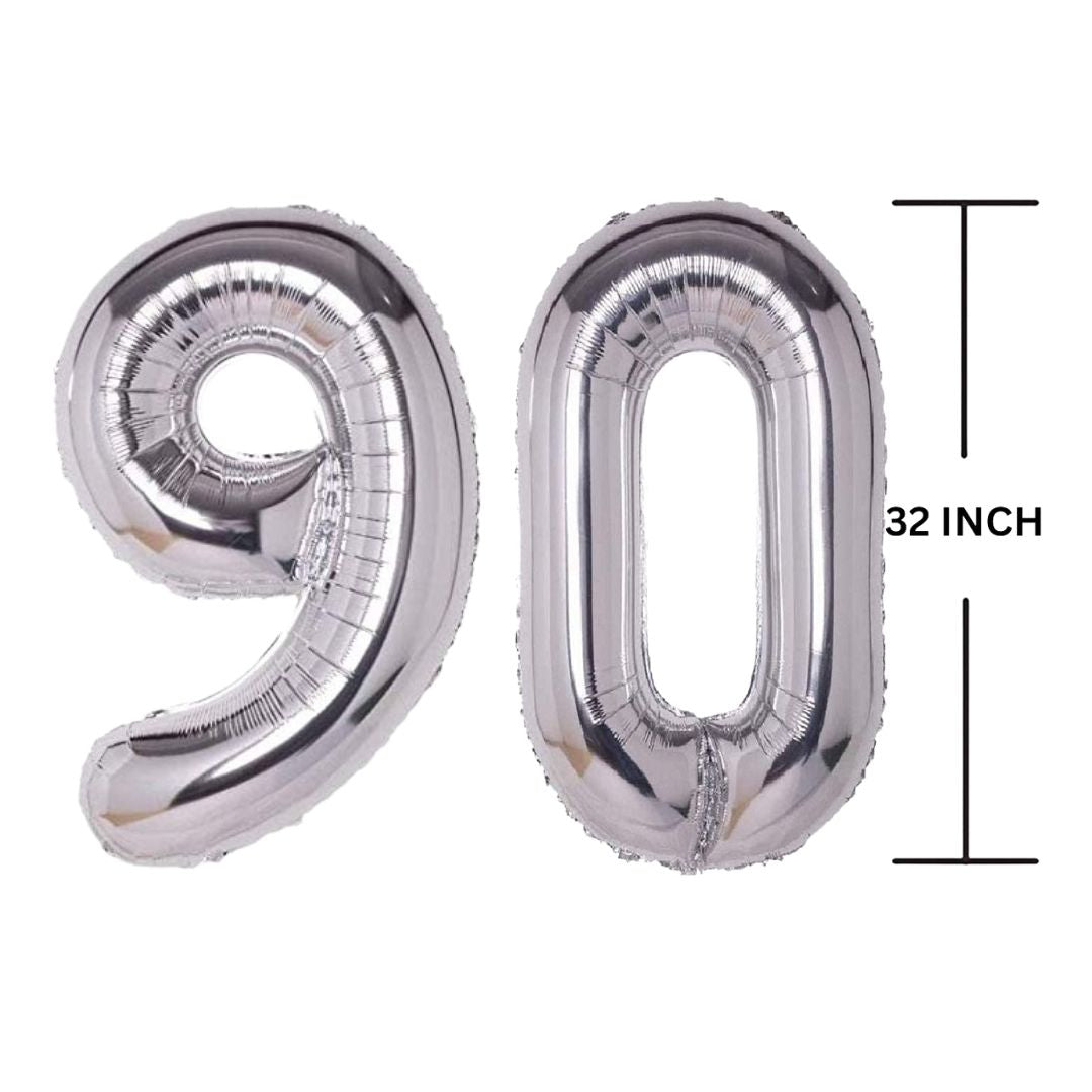 32 Inches SILVER Number Balloon Air or Helium Compactable Balloon for Party Decoration, Birthday, Anniversary