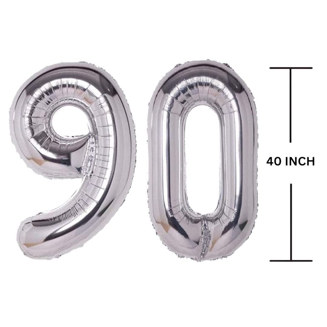 40 Inches SILVER Number Balloon Air or Helium Compactable Balloon for Party Decoration, Birthday, Anniversary