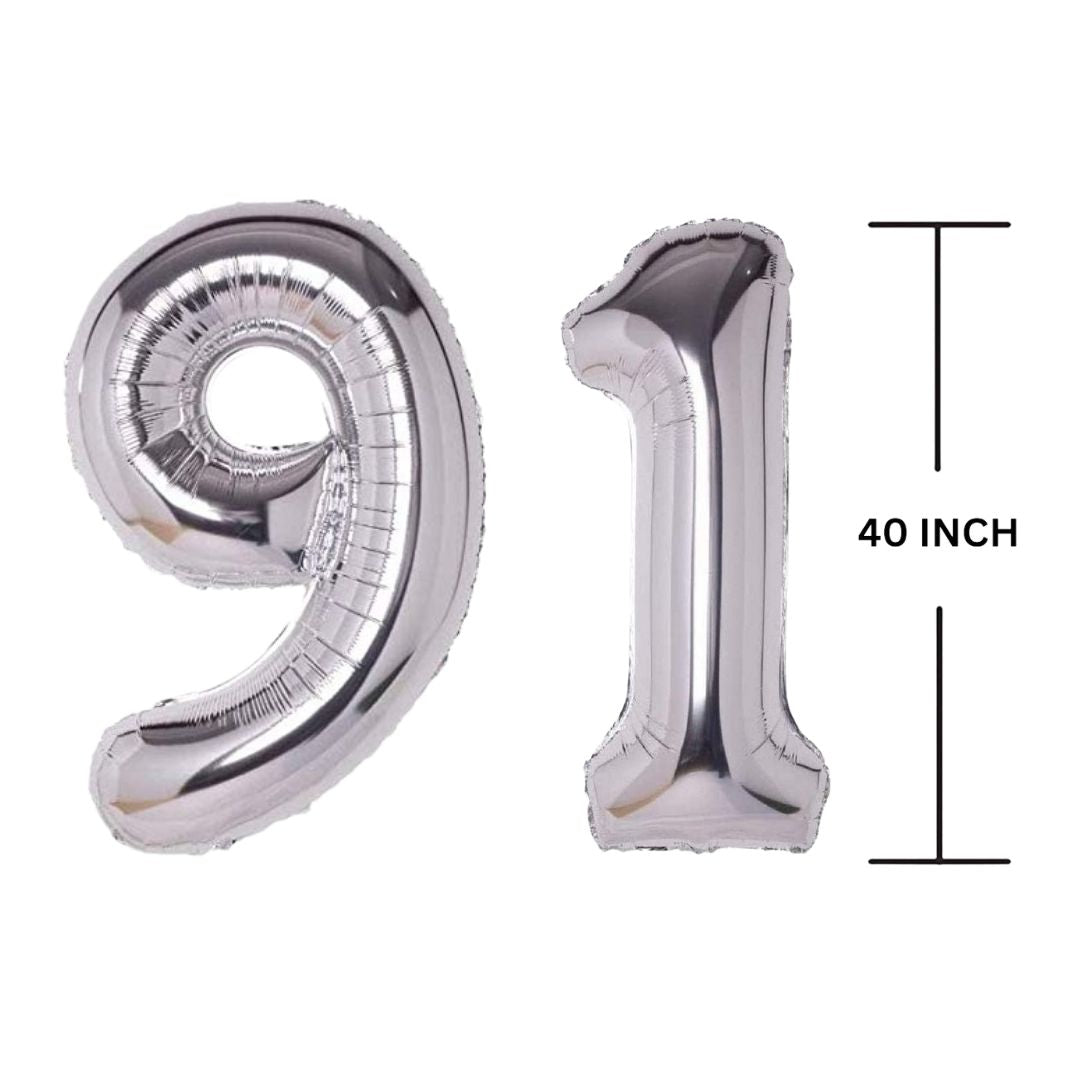 40 Inches SILVER Number Balloon Air or Helium Compactable Balloon for Party Decoration, Birthday, Anniversary