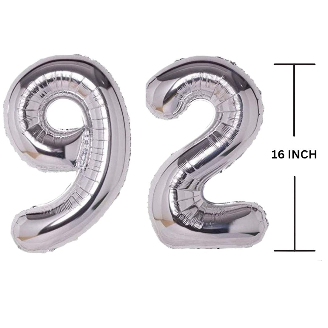 16 Inches SILVER Number Balloon Air or Helium Compactable Balloon for Party Decoration, Birthday, Anniversary