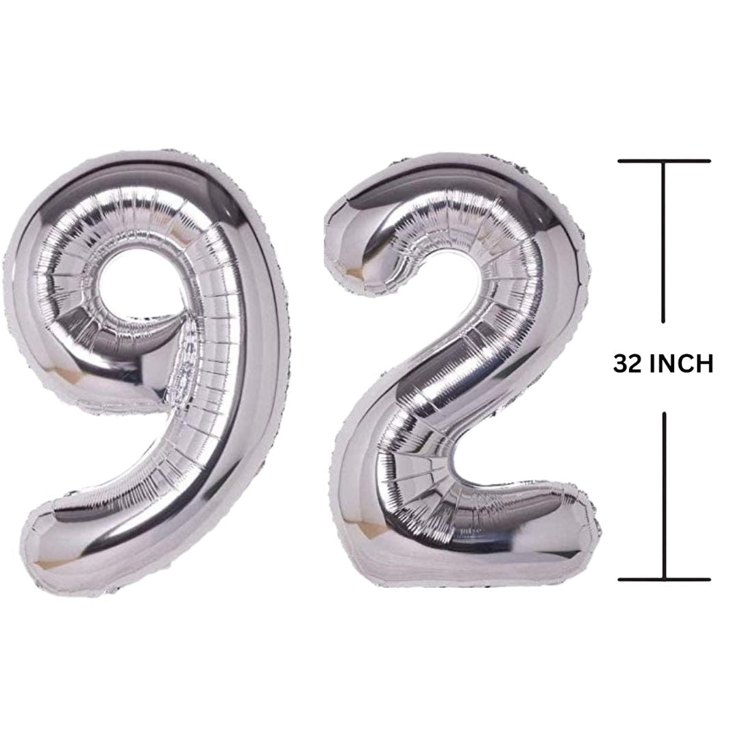 32 Inches SILVER Number Balloon Air or Helium Compactable Balloon for Party Decoration, Birthday, Anniversary