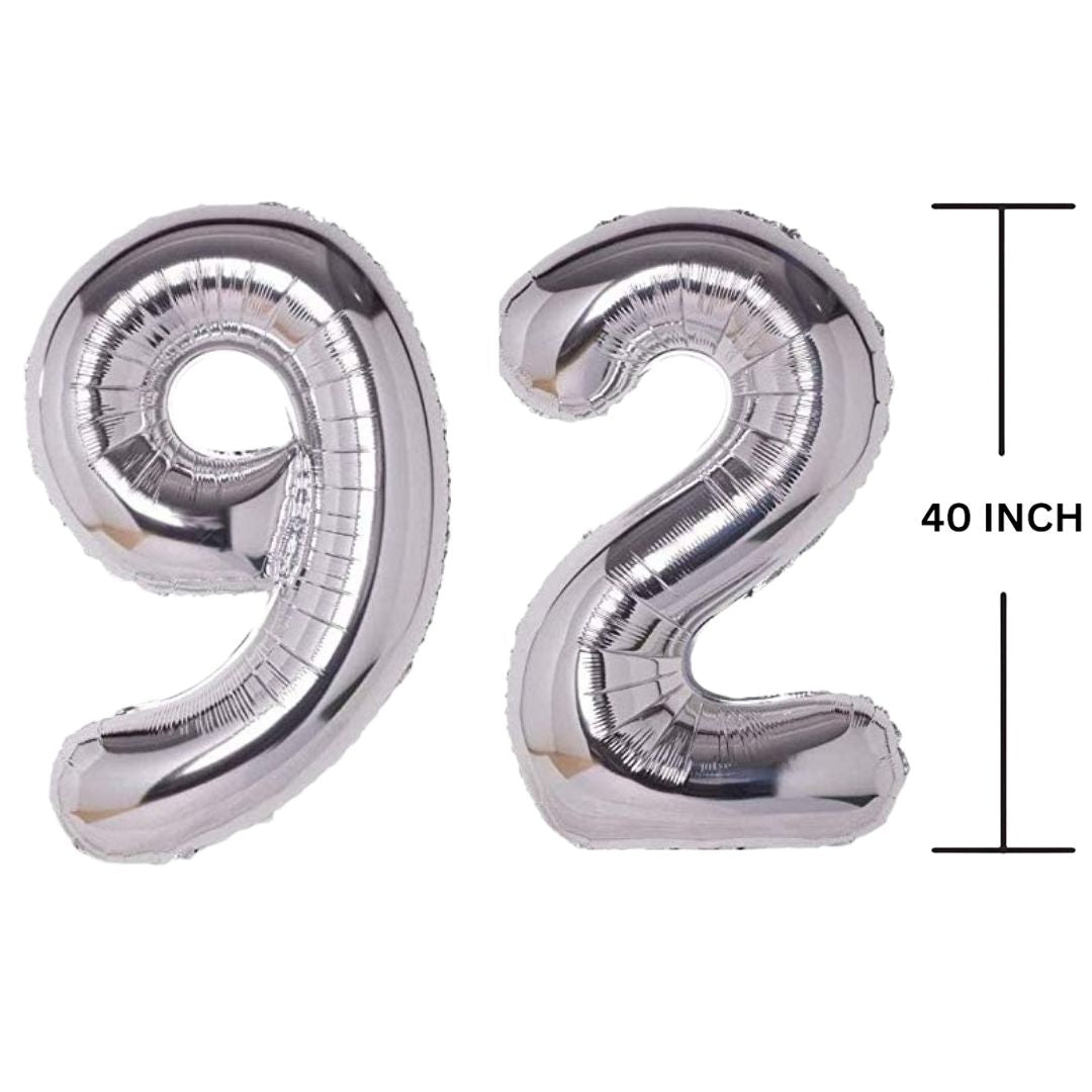 40 Inches SILVER Number Balloon Air or Helium Compactable Balloon for Party Decoration, Birthday, Anniversary