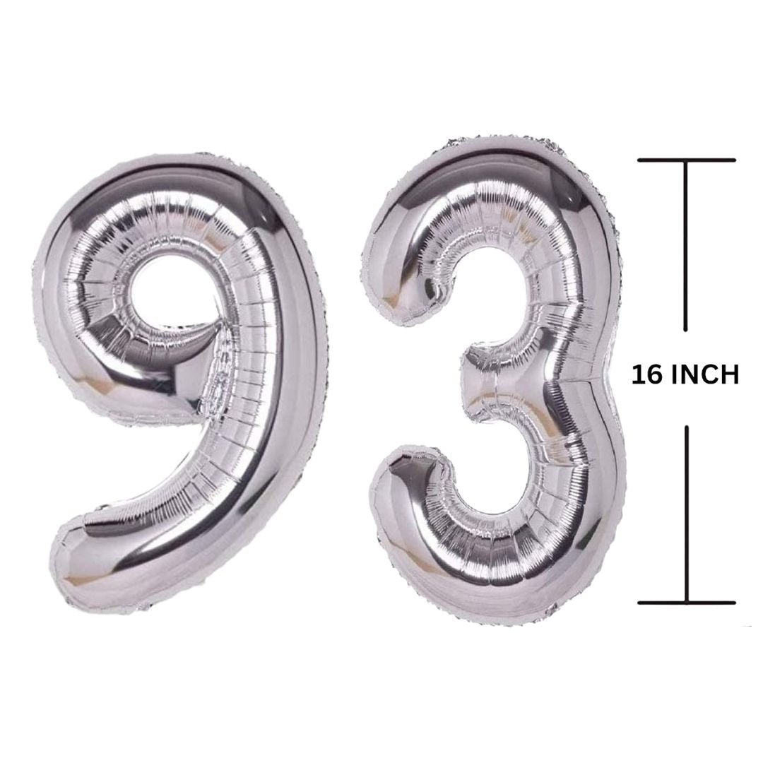 16 Inches SILVER Number Balloon Air or Helium Compactable Balloon for Party Decoration, Birthday, Anniversary