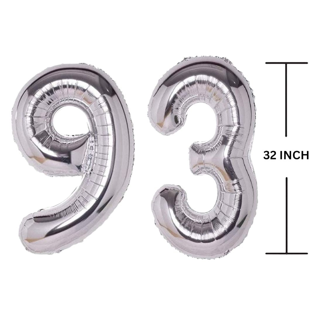 32 Inches SILVER Number Balloon Air or Helium Compactable Balloon for Party Decoration, Birthday, Anniversary