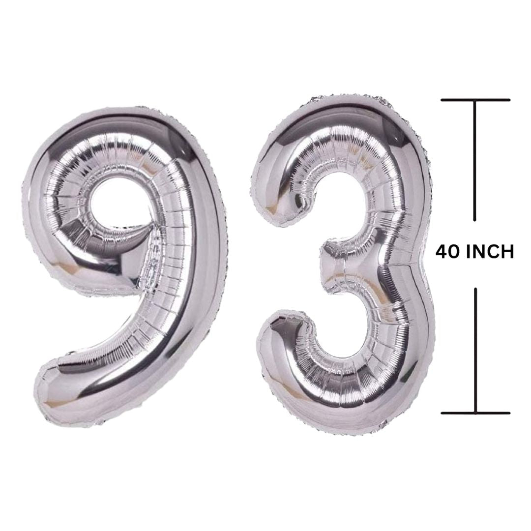 40 Inches SILVER Number Balloon Air or Helium Compactable Balloon for Party Decoration, Birthday, Anniversary