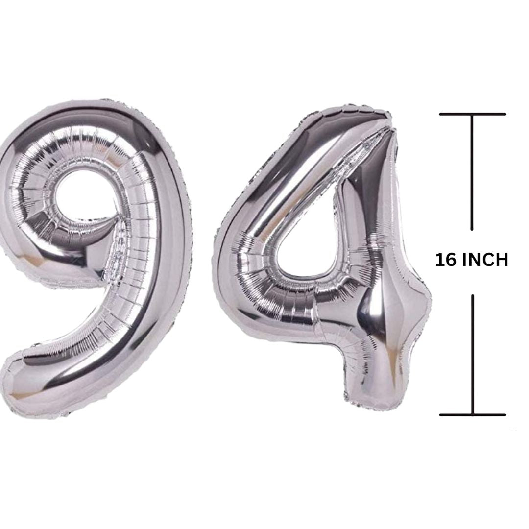 16 Inches SILVER Number Balloon Air or Helium Compactable Balloon for Party Decoration, Birthday, Anniversary