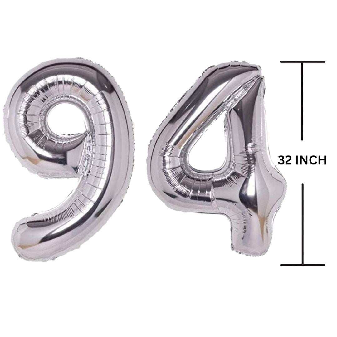 32 Inches SILVER Number Balloon Air or Helium Compactable Balloon for Party Decoration, Birthday, Anniversary