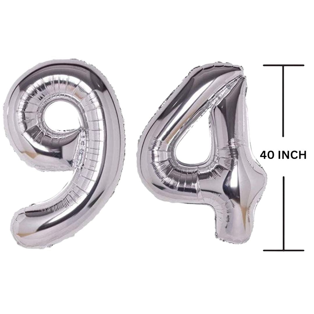 40 Inches SILVER Number Balloon Air or Helium Compactable Balloon for Party Decoration, Birthday, Anniversary