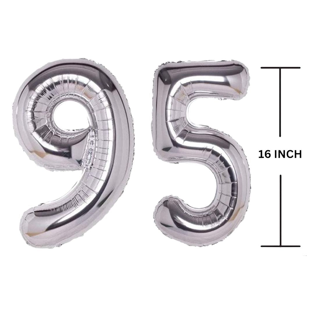 16 Inches SILVER Number Balloon Air or Helium Compactable Balloon for Party Decoration, Birthday, Anniversary