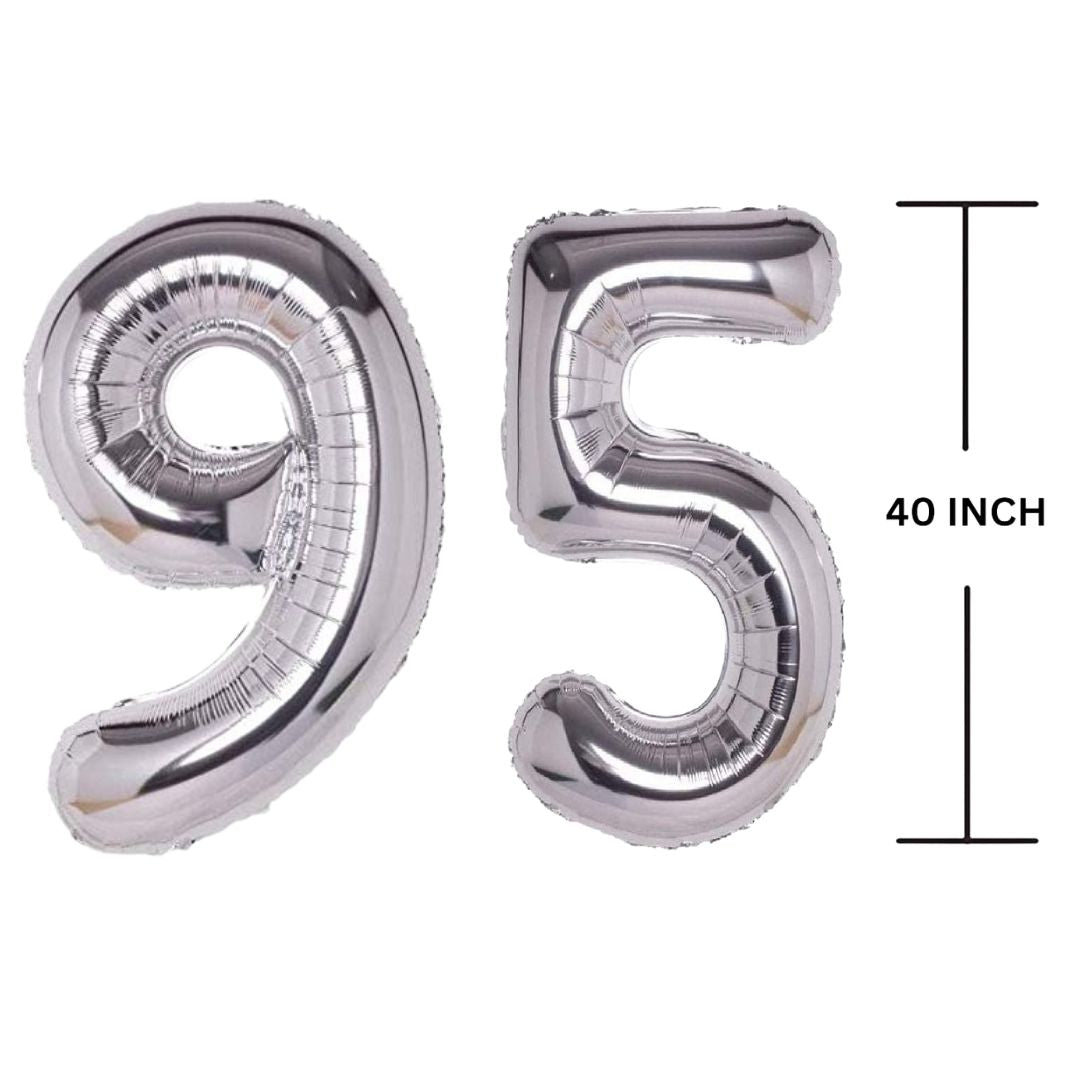 40 Inches SILVER Number Balloon Air or Helium Compactable Balloon for Party Decoration, Birthday, Anniversary