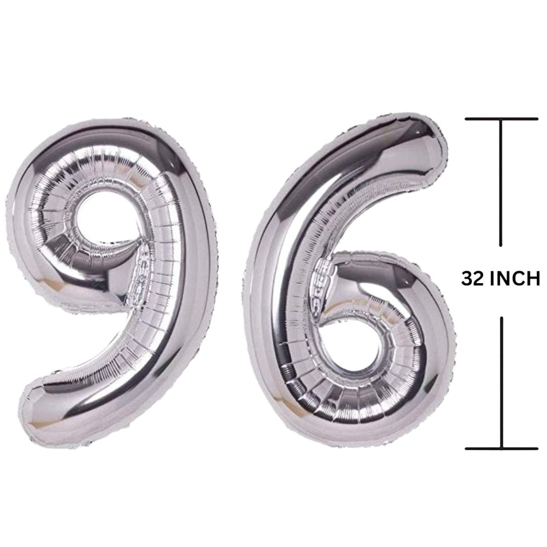 32 Inches SILVER Number Balloon Air or Helium Compactable Balloon for Party Decoration, Birthday, Anniversary