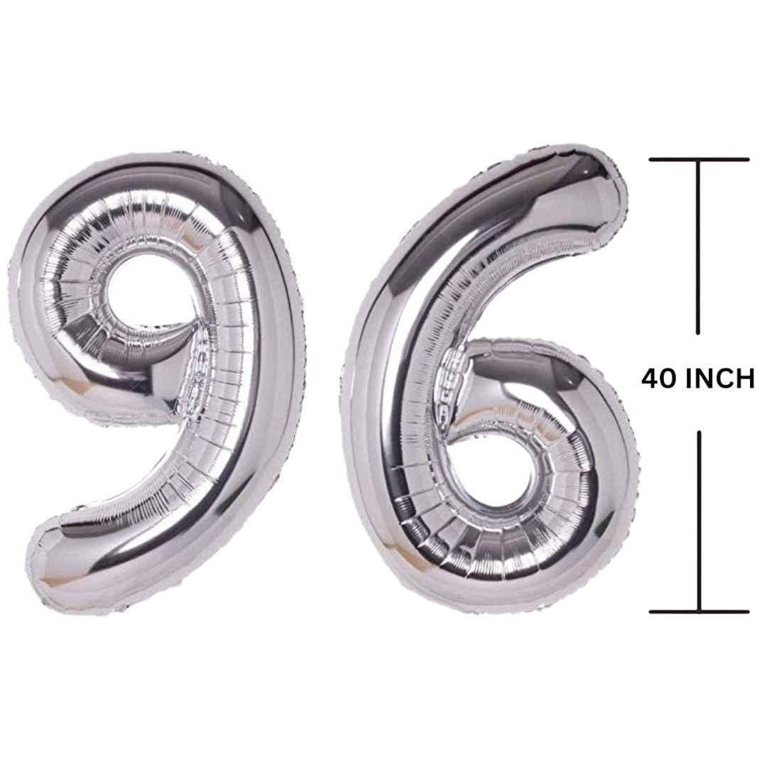 40 Inches SILVER Number Balloon Air or Helium Compactable Balloon for Party Decoration, Birthday, Anniversary