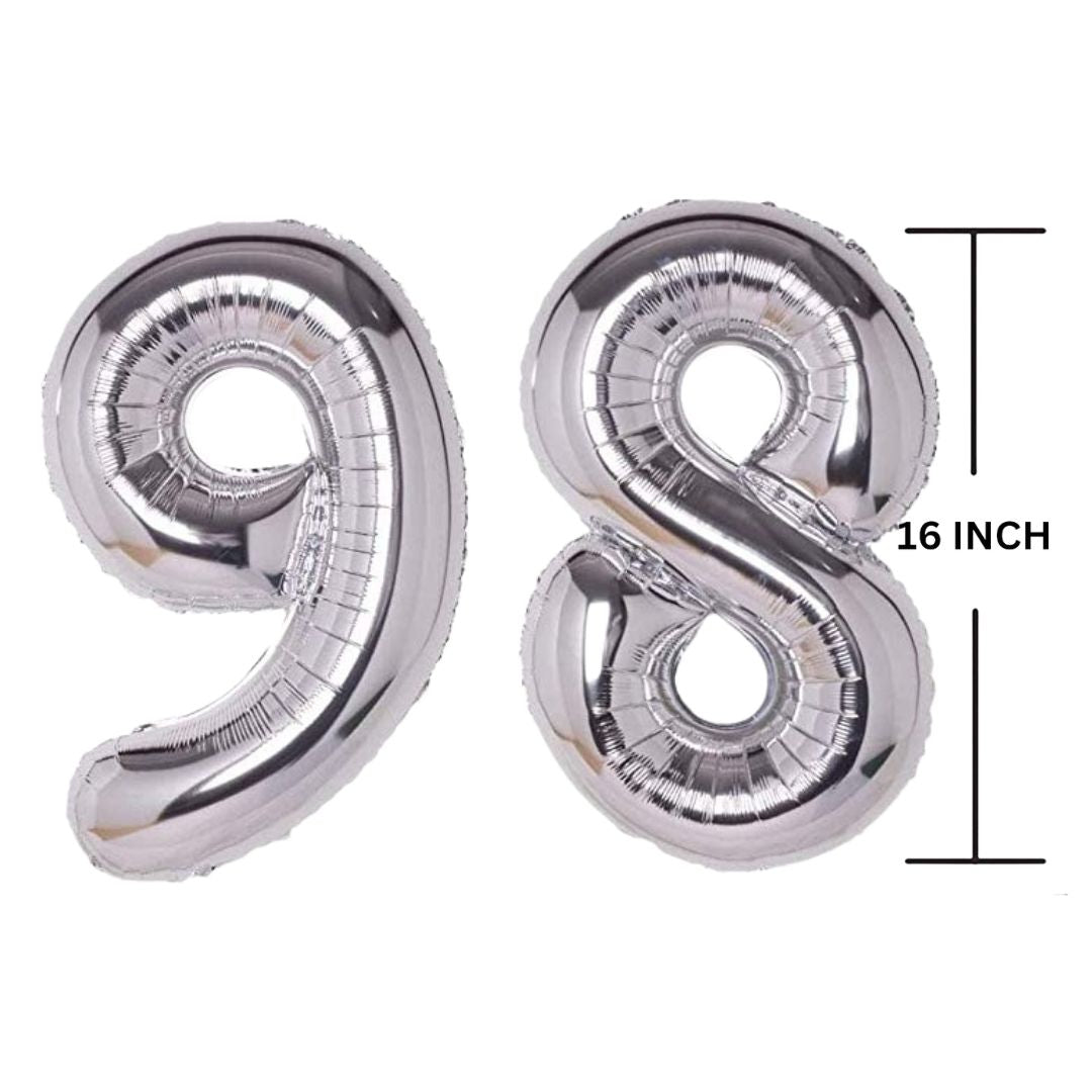 16 Inches SILVER Number Balloon Air or Helium Compactable Balloon for Party Decoration, Birthday, Anniversary