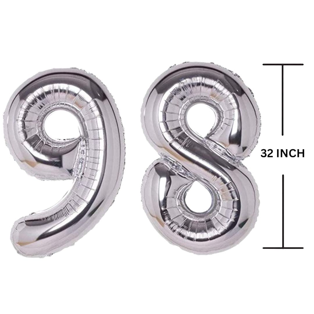 32 Inches SILVER Number Balloon Air or Helium Compactable Balloon for Party Decoration, Birthday, Anniversary