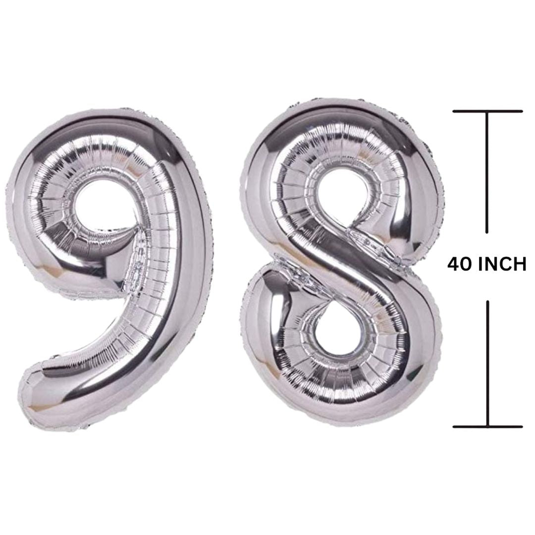 40 Inches SILVER Number Balloon Air or Helium Compactable Balloon for Party Decoration, Birthday, Anniversary