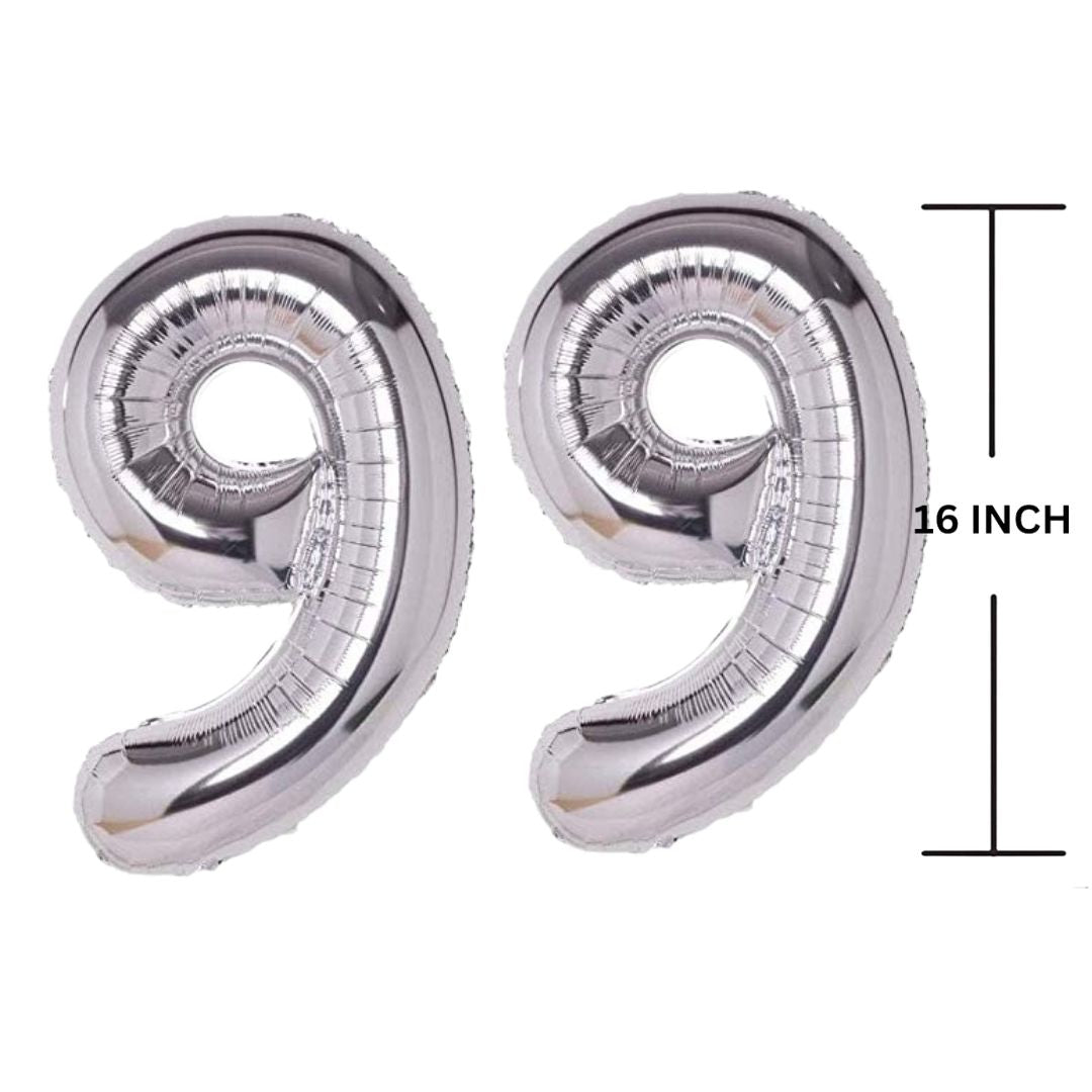 16 Inches SILVER Number Balloon Air or Helium Compactable Balloon for Party Decoration, Birthday, Anniversary