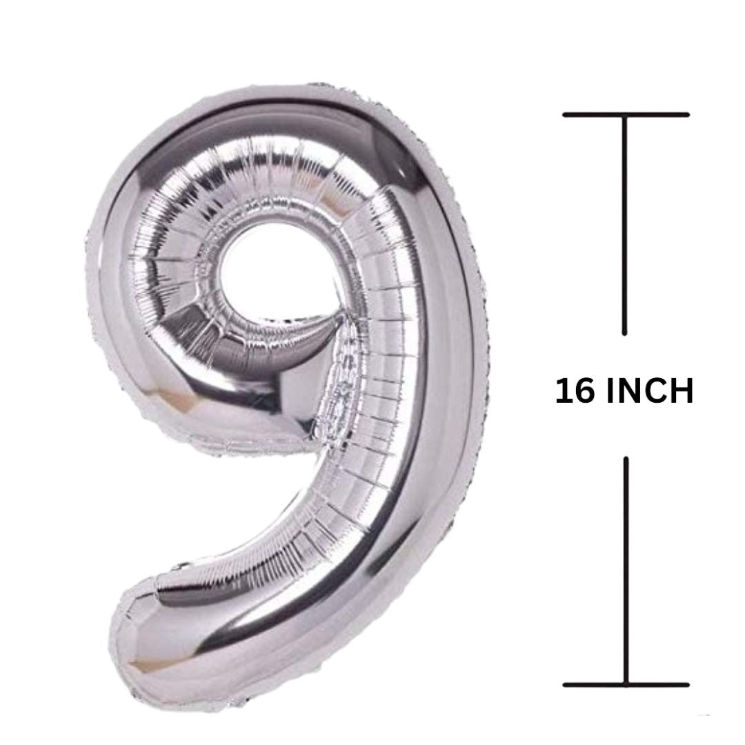 16 Inches SILVER Number Balloon Air or Helium Compactable Balloon for Party Decoration, Birthday, Anniversary