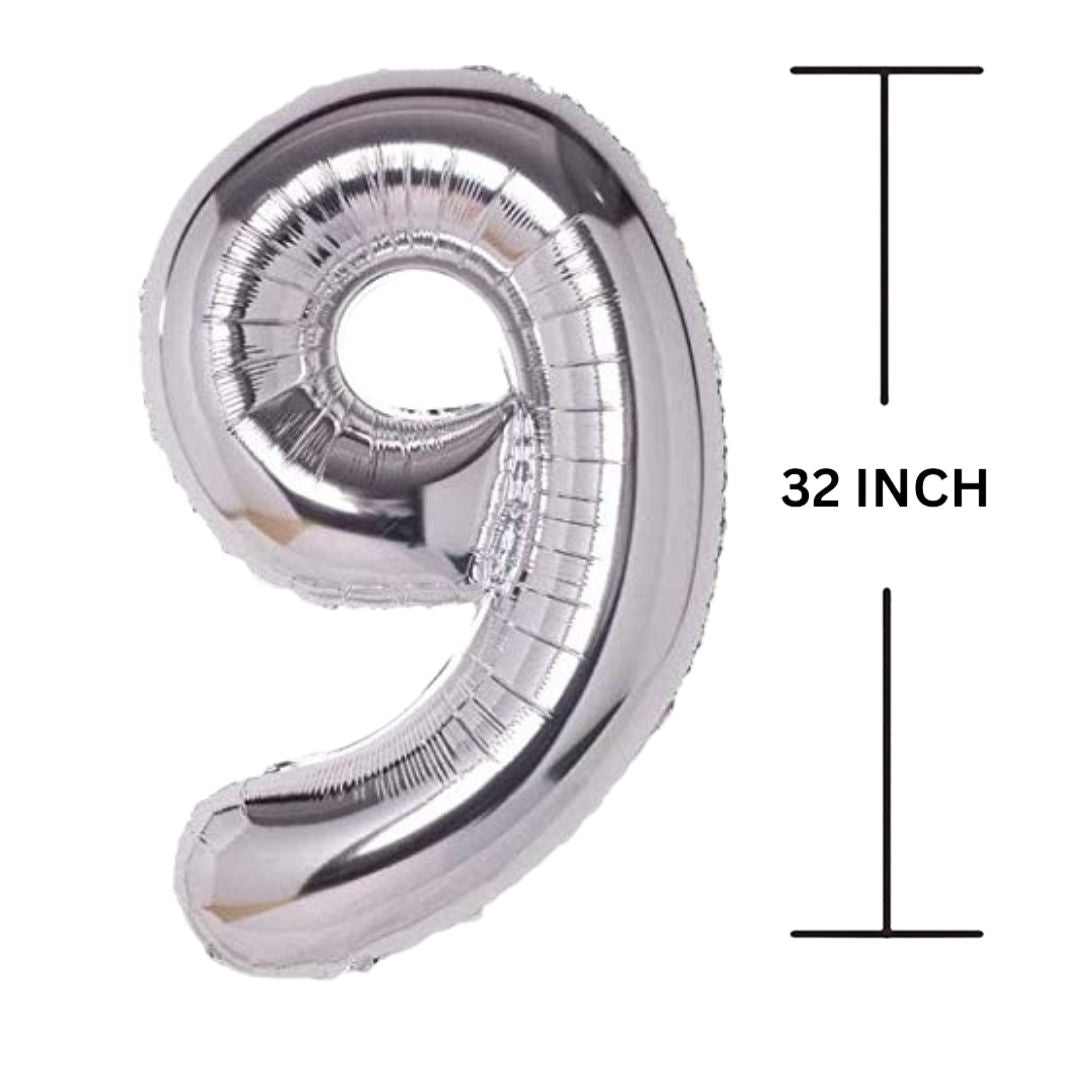 32 Inches SILVER Number Balloon Air or Helium Compactable Balloon for Party Decoration, Birthday, Anniversary