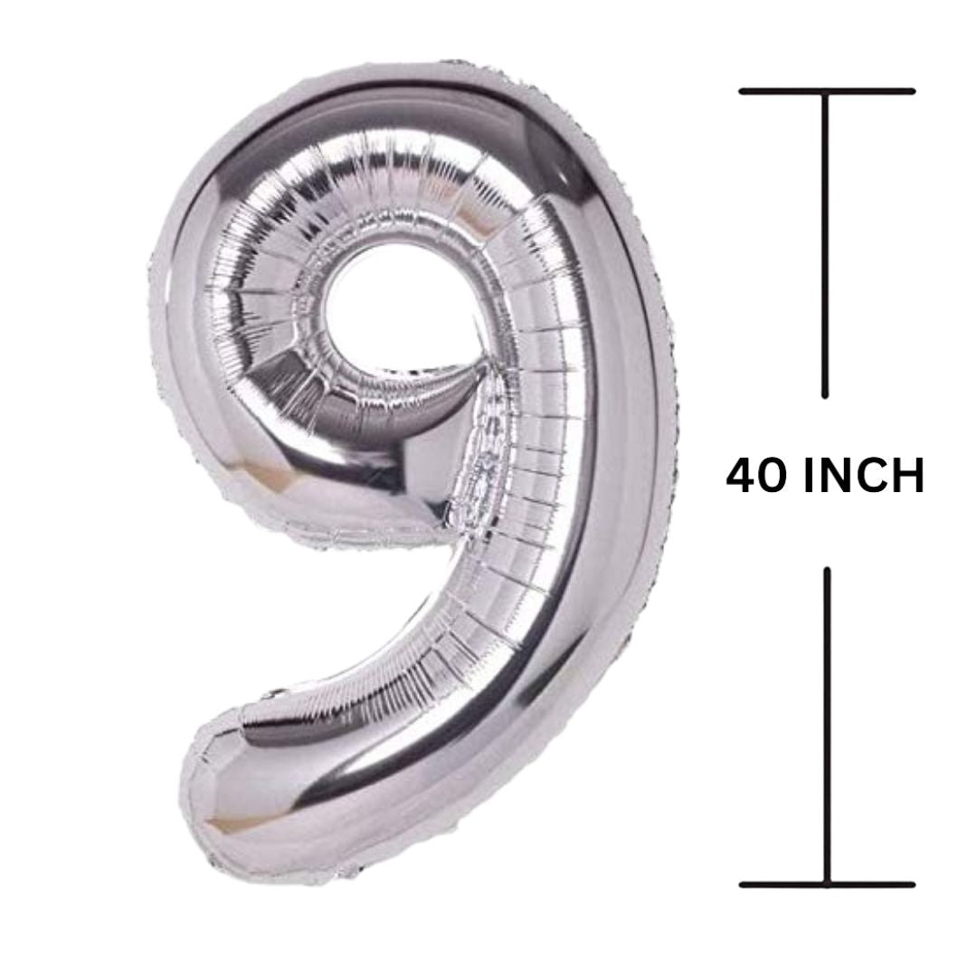 40 Inches SILVER Number Balloon Air or Helium Compactable Balloon for Party Decoration, Birthday, Anniversary