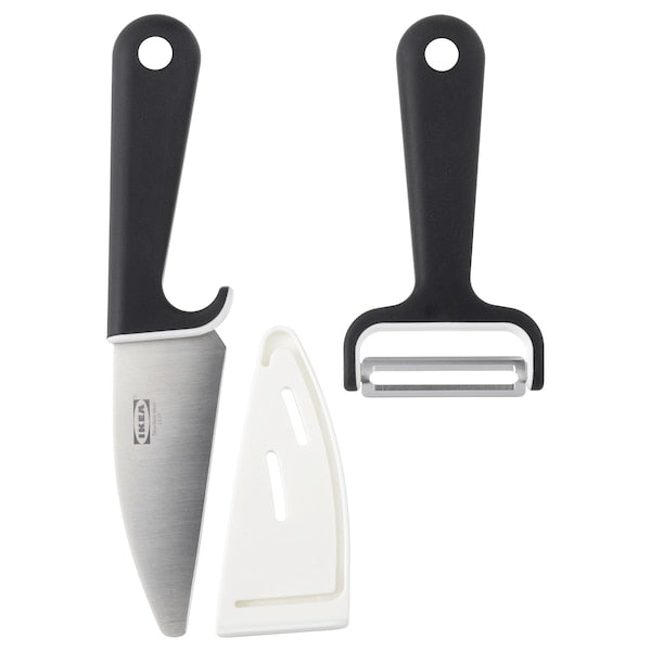 Knife and peeler, black/white