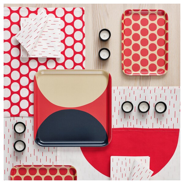 Paper napkin, patterned bright red/white, 33x33 cm (13x13 ")