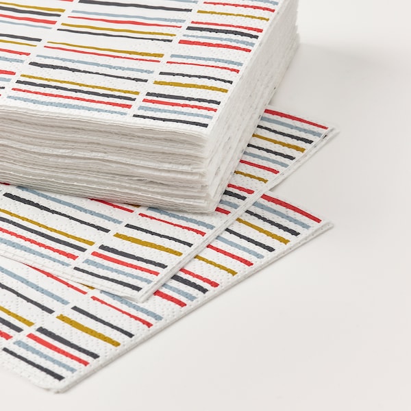 Paper napkin, stripe pattern multicolour, 24x24 cm (9 ½x9 ½ "