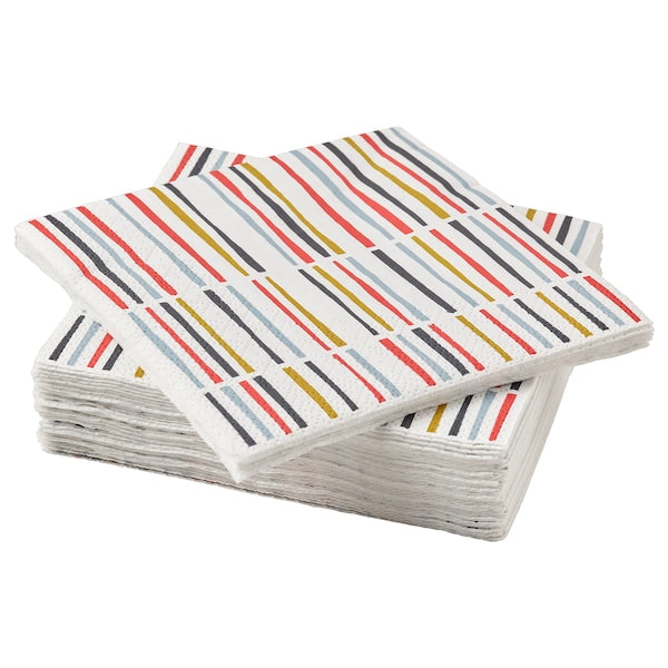 Paper napkin, stripe pattern multicolour, 24x24 cm (9 ½x9 ½ "