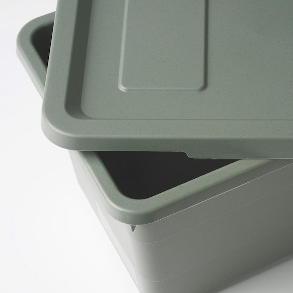 Storage box with lid, grey-green, 19x26x15 cm (7 ½x10 ¼x6 ")