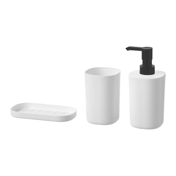 3-piece bathroom set, white