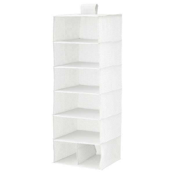 Storage with 7 compartments, white/grey, 30x30x90 cm (11 ¾x11 ¾x35 ½ ")