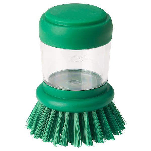 Dish-washing brush with dispenser, bright green