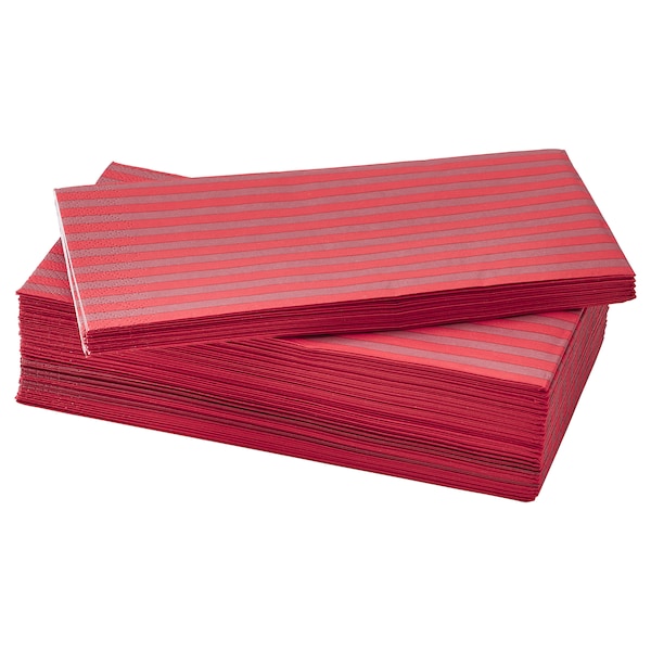 Paper napkin, stripe pattern red, 38x38 cm (15x15 ")